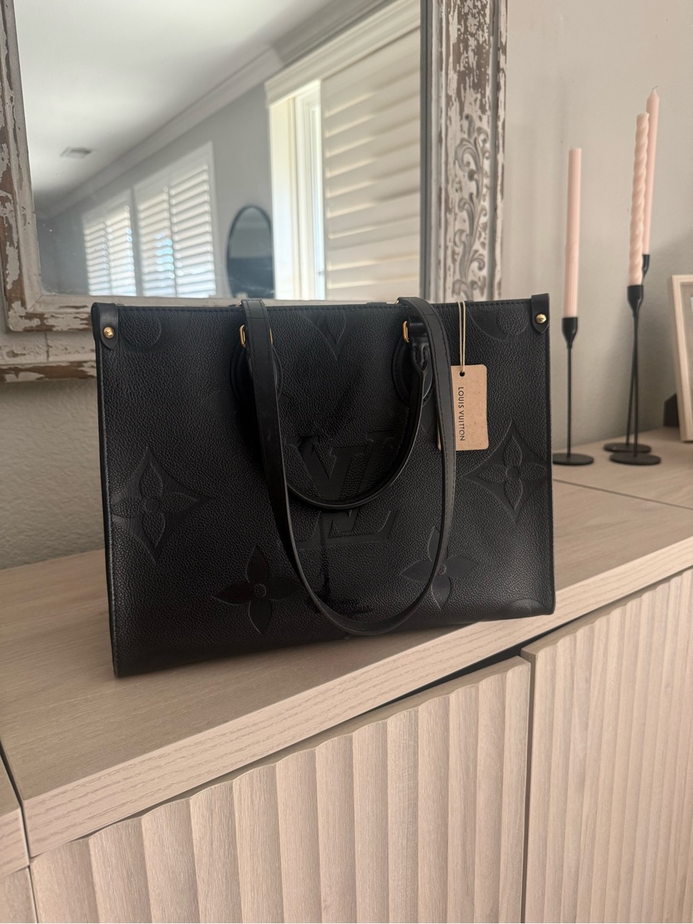 Louis Vuitton Black Embossed Monogram Tote